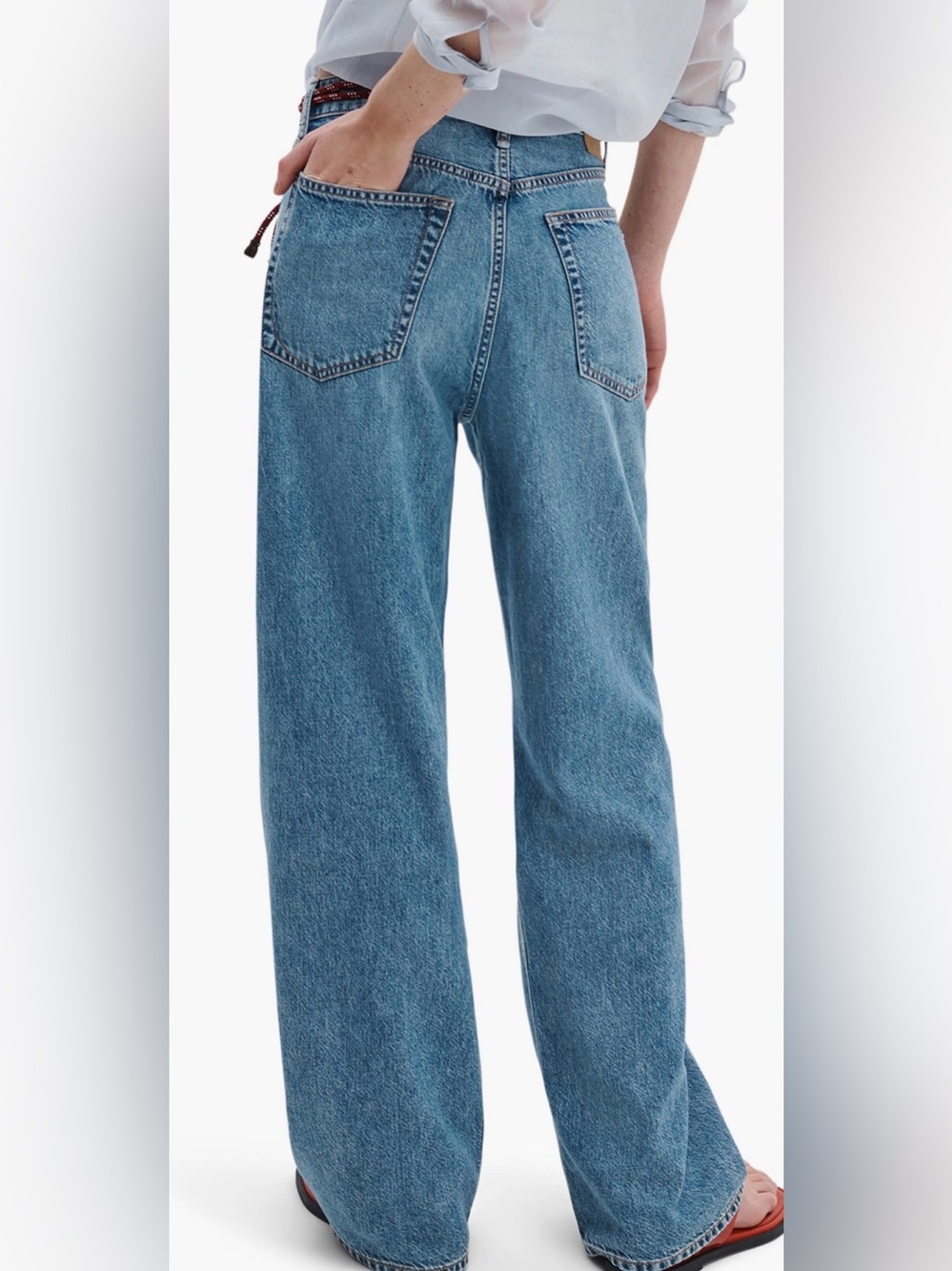 rag & bone Featherweight Logan Low Rise Wide Leg Jeans 25 Lily Ultralight Denim - Picture 2 of 13